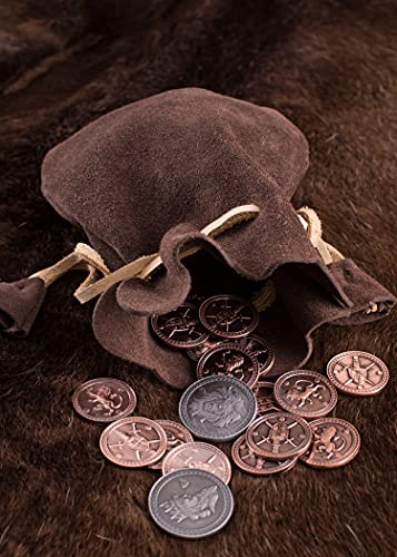 Battle-Merchant Lederbeutel Geldkatze Geldbeutel aus Wildleder | Wikinger Mittelalter LARP (Dunkelbraun)