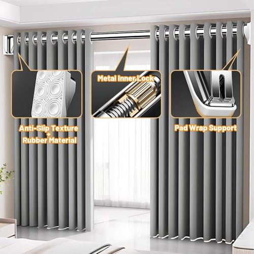 Barre de douche extensible 190-260 cm tringle de douche réglable gris acier inox