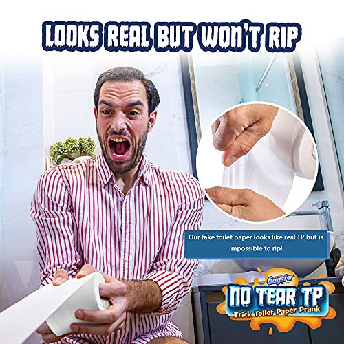 Gagster No Tear Toilet Paper – Practical Joke Trick – Fake Unrippable TP Rolls, Looks Like Real Toilet Paper But Won’t Tear – Funny Gift for Adults & Kids