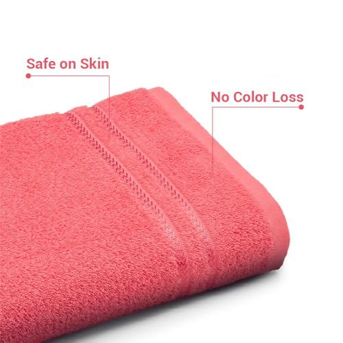Image of Welspun Arlo 100% Cotton Bath Towel | Towels for Bath Large Size | Soft & Highly Absorbent Cotton Bath Towel | Quick Dry Bathing Towel for Men & Women | 70 x 137 cm | Coral Lite