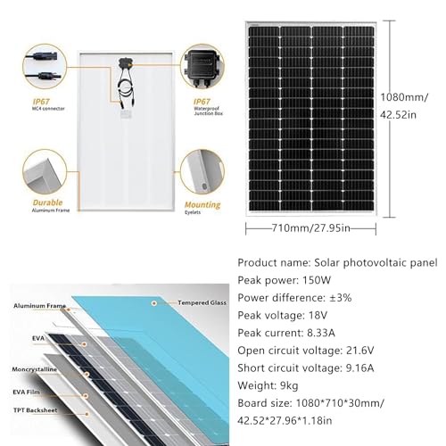Hybrydowy generator wiatrowo-słoneczny, off-grid, 3300 W, 8-łopatkowy turbina 1000 W (12 V/24 V/48 V) z kontrolerem, falownikiem 2000 W, 2 panele 150 W do zasilania elektr