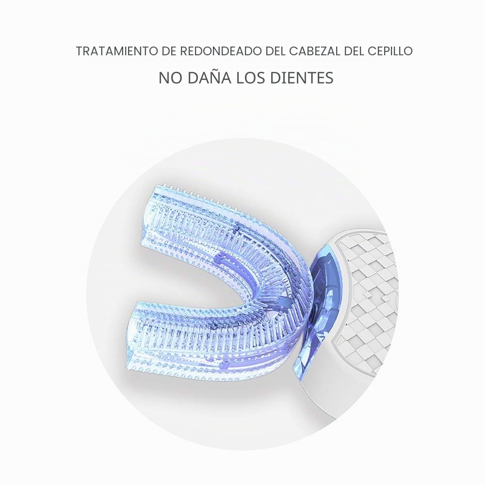 Cepillo de Dientes Ultrasónico Automático, Cepillo de Dientes Eléctrico Ultrasónico 360° para Adultos (Blanco)