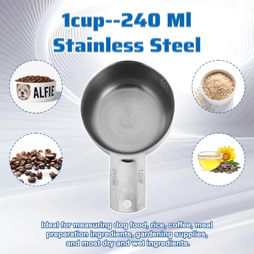 Vaso medidor de acero inoxidable 240 ml con mango miniatura 5