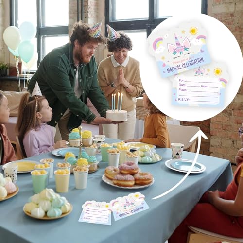 Image of Party Propz Birthday Invitation Cards For Kids - (25 Pcs) Unicorn Theme Invitation Card For Birthday (Cardstock), Invitation Cards For Kids Party, Bday Return Gifts, Bday Invitation Card