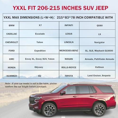 Image of Car Cover Waterproof All Weather SUV - Coverado Black Car Cover UV Protection with Zipper Door, Cotton Backing Snowproof Hail Protection Windproof, Universal Fit for SUV (206 inch-215 inch)