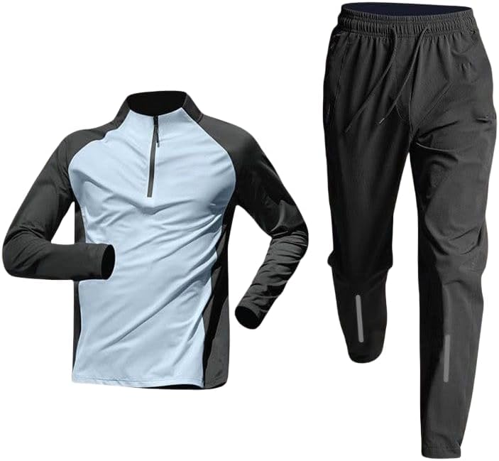 Men'S Athletic Suit Lightweight Zip-Up Top And Jogging Pants For Fitness, Running And Outdoor Sports