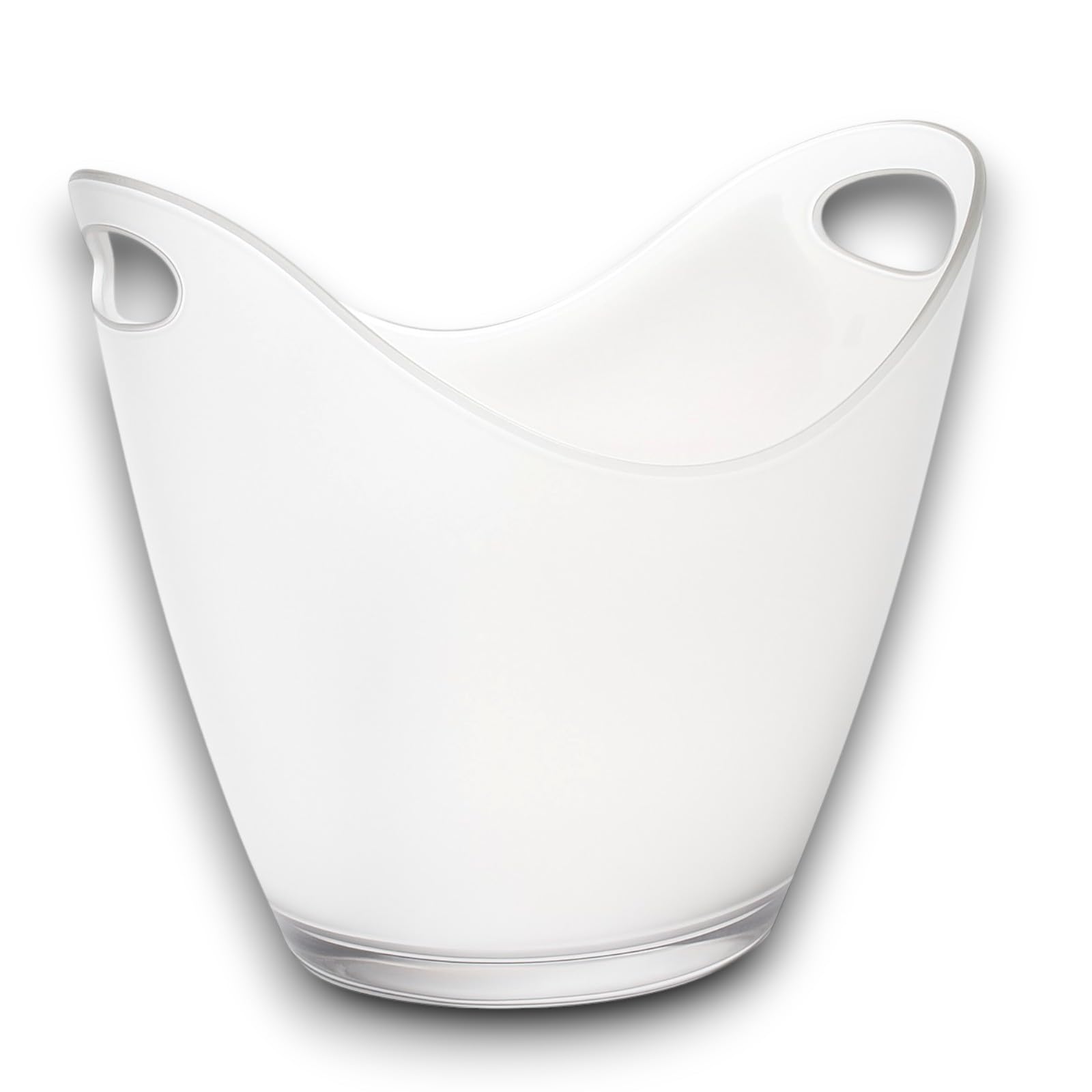 Secchiello per Ghiaccio in Plexiglass Bianco Ovale 35x25x26 cm Fino a 6 Bottiglie Cestello Bouquet Spumanteria Champagneria in Plastica Acrilico Trasparente Bar, Discoteca, Ristorante