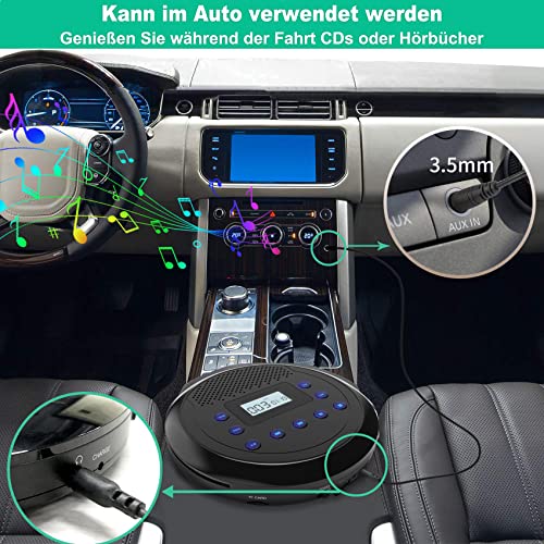 CD Player Tragbar, MONODEAL Wiederaufladbarer CD-Player mit Eingebauten Lautsprechern, Discman CD Player für Kinder/Auto… - Image 5