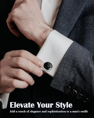 Lictin Men's Cufflinks Cuff Links for Men, Stainless Steel Tuxedo Shirt Cuff Links Set2