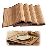 Lot de 4 Set de Table Bambou,45 × 30 cm,Résistant à la Chaleur,Facile à Nettoyer