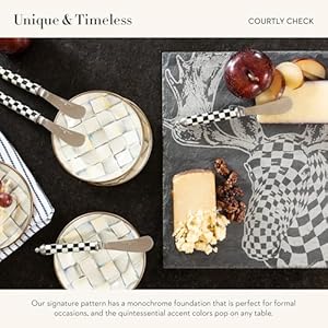 Mackenziechildssupperclubspreadersetstainlesssteelbutterspreaderscharcuterieaccessoriessetof4blackandwhitecourtlycheck Urban Country Home Decor Mackenzie childs supper club spreader set stainless steel butter spreaders charcuterie accessories set of 4 black and white courtly check urban country home decor