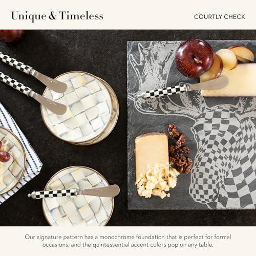 Mackenziechildssupperclubspreadersetstainlesssteelbutterspreaderscharcuterieaccessoriessetof4blackandwhitecourtlycheck Urban Country Home Decor Mackenzie childs supper club spreader set stainless steel butter spreaders charcuterie accessories set of 4 black and white courtly check urban country home decor