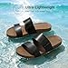 DREAM PAIRS Women's Open Toe Slides Sandals Comfortable Arch Support Footbed Two Strap Slip-on Fashion Casual Beach Vacation Lightweight Flat Sandals Summer for Women,Size 7,Black,SDSS26003W