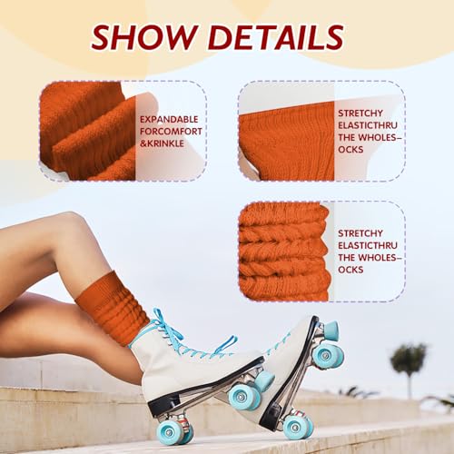 Image of Buauty Slouch Socks for Women, Soft Extra Long Chunky Scrunch Knee High Sock Winter Knit Slouchy Socks Leg Warmmers
