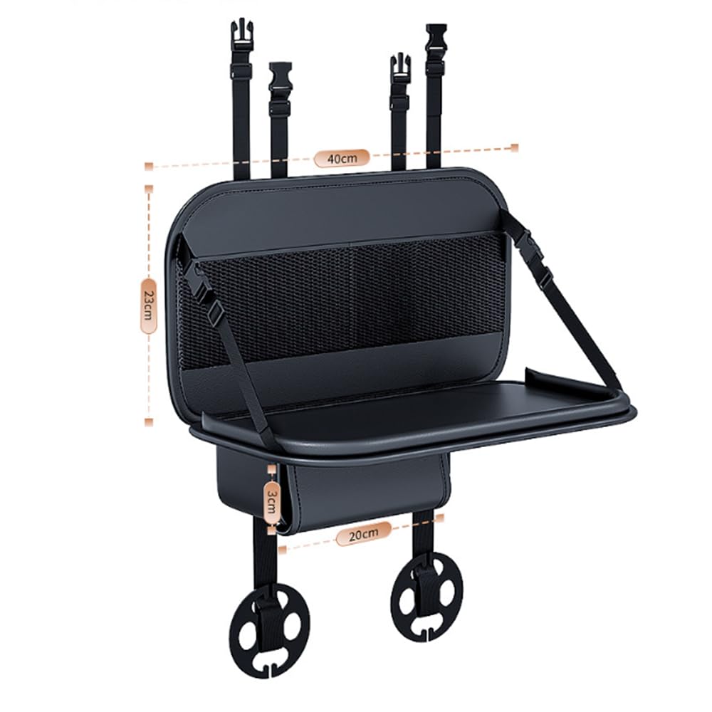 TATACLEA 車用収納ポケットカーシートバック車用収納袋 車吊り下げバッグ 後部座席用収納袋 多機能収納袋 小さなダイニングテー 折りたたみ式 簡単取付 カー用品 (ブラック)