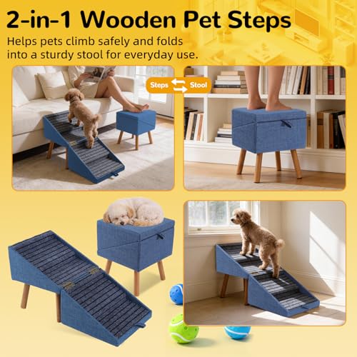 Image of Dog Stairs for Small Dogs, 2-in-1 Pet Steps & Ottoman