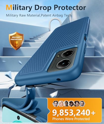 Image of FNTCASE for Moto G-5G 2024 Case: Moto G 2024 Phone Case with Screen Protector 14FT Military Grade Drop Protection Shockproof Rugged Anti-Slip Sweat-Resistant Matte Dual Layer Daily Cover (Blue)