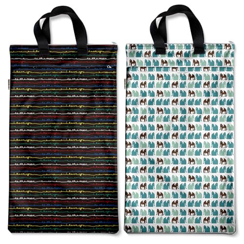 Image of Mama Koala Reusable Hanging Wet Dry Bags for Baby Items, Cloth Diapers, Swimsuits, Travel, Gym Clothes, Beach, Pump Parts, Toiletries, Two Zippered Pockets, 2 Pack (W006L)