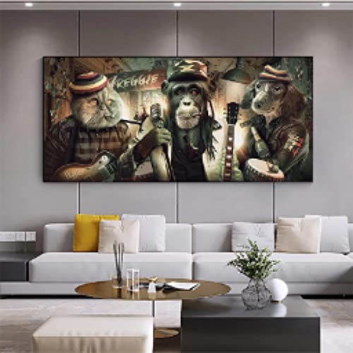 Peinture Moderne Grande Toile Singe Hip Hop Expression Liberté Urbaine