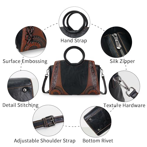 Bolso Satchel para Mujer de Cuero Sintético Negro miniatura 4