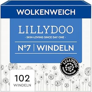 LILLYDOO hautfreundliche Baby Windeln - Größe 7 (15+ kg), Monatsbox (102 Stück), Sicherer Auslaufschutz, Weich, Parfümfrei, Ohne Lotionen & Farbstoffe für empfindliche Haut, Dermatologisch getestet