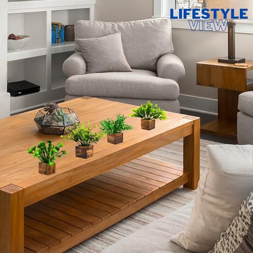 Image of Decorebugs Artificial Potted Plants in Wooden Pot (4 Pack) Eucalyptus Plants Small Plants for Home Decor | Office Decor |DB-8148
