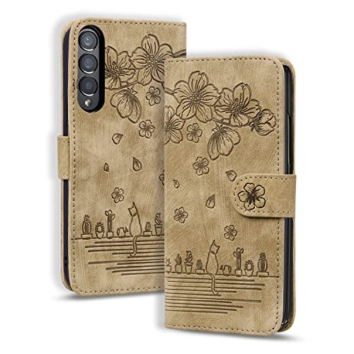 Rosbtib Funda para Samsung Galaxy Z Fold3, Flip Cover PU Cuero Magnética Función de Soporte Cover Billetera Carcasa Libro Cover Samsung Galaxy Fold 3 5G - Gatito Marrón