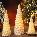 3 Pcs White Ceramic Christmas Tree with Lights Led Small Christmas Tree Porcelain Tabletop...