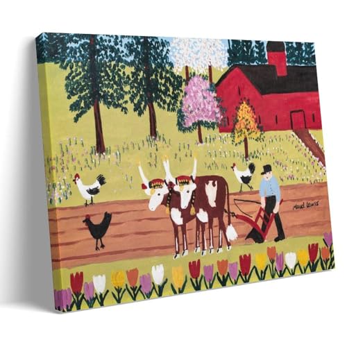 Affiche Maud Lewis Équipe de Bœufs Poster Émotionnel pour Éveiller la Nostalgie Champêtre