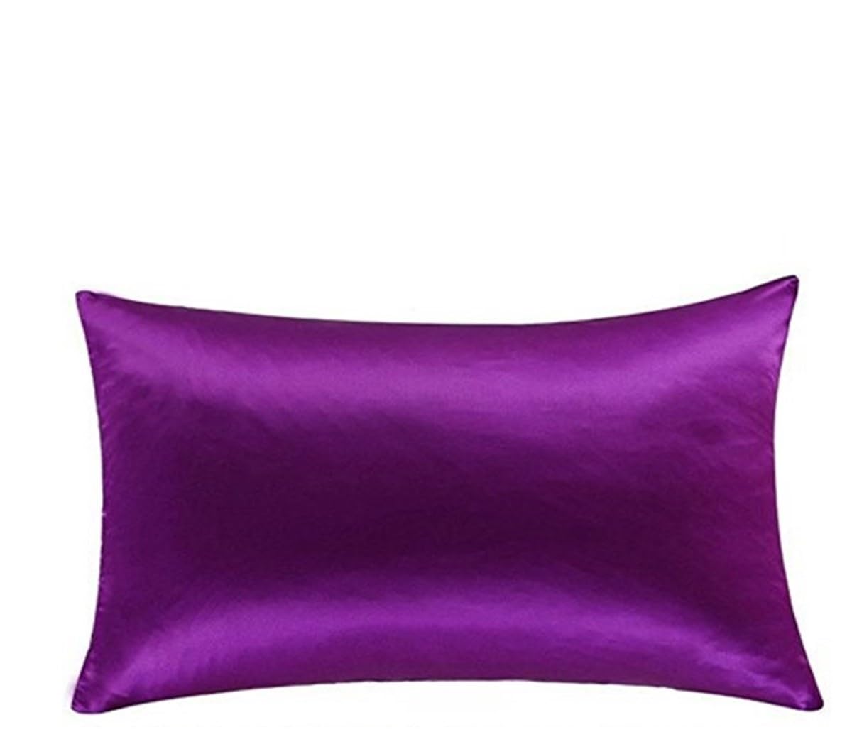 Fundas de Almohada de Seda, Funda De Almohada Seda Tamaño Puro Cremallera Oculta Sueño Cabello Piel Salud, Multicolor, Reina Estándar(Purple,Standard)