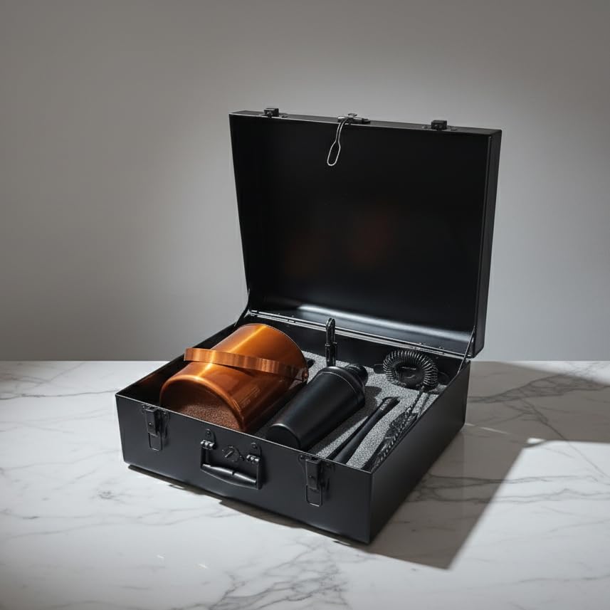 Car-O-Bar Black Bar Set Trunk | Bar Set for Home - Bartender Kit :Cocktail Shaker, Bar Spoon, Jigger, Muddler, Strainer, Wine & Beer Bottle Opener, Ice Bucket with Tong, Bar Trunk-image-30