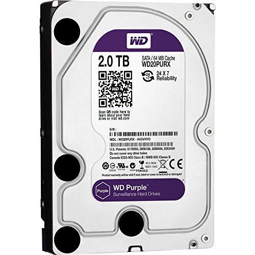 Western Digital WD Purple Harddisk 3.5" 2TB SATA3 6Gb/s IntelliPower 5400RPM 64 MB HDD Surveillance WD20PURX