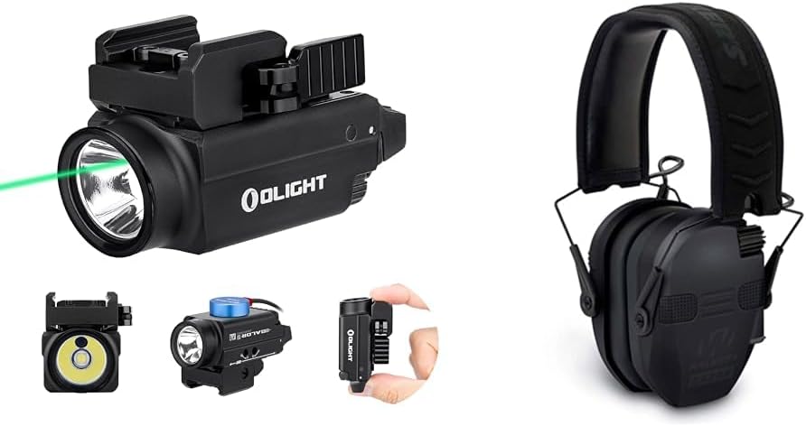 OLIGHT 800 Lumens Weaponlight and Walker's Razor Electronic Quad Muff Bundle