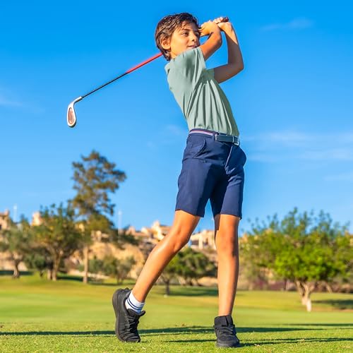 Image of Boys Polo Shirts Short Sleeve Striped Performance Moisture Wicking Dry Fit Golf Shirts for Boys Youth Kids