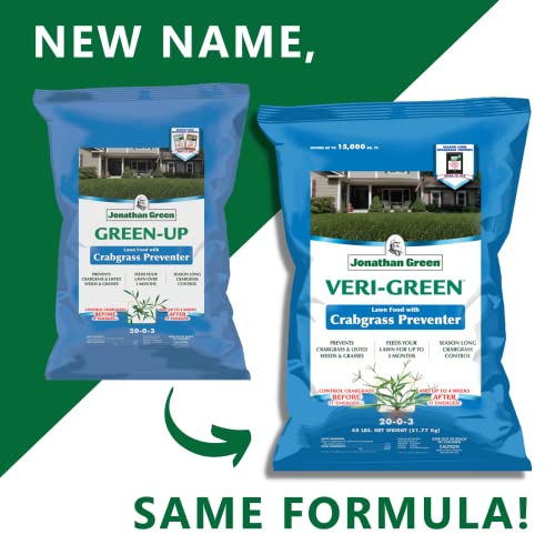 Jonathan Green (16001) Veri-Green Crabgrass Preventer Plus Fertilizer - 20-0-3 Lawn Fertilizer & Crabgrass Killer (15,000 Sq. Ft.)