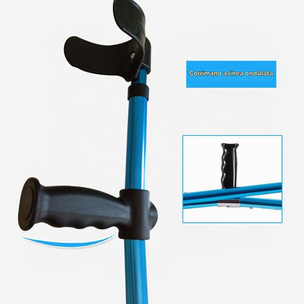 KADEUX Stampelle Ortopediche Pieghevole Stampelle Adulti, Stampella Regolabile Alluminio Leggero, Bastone da Passeggio Estensibile per Uomo Donna, Blu