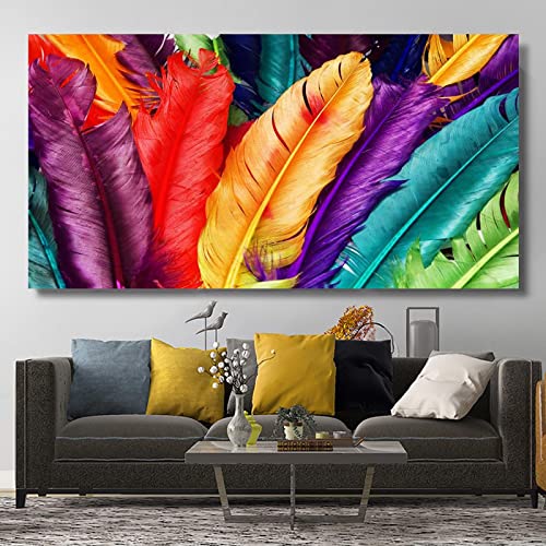 Toile d'art plumes colorées KEBIA une impression haut de gamme grand format