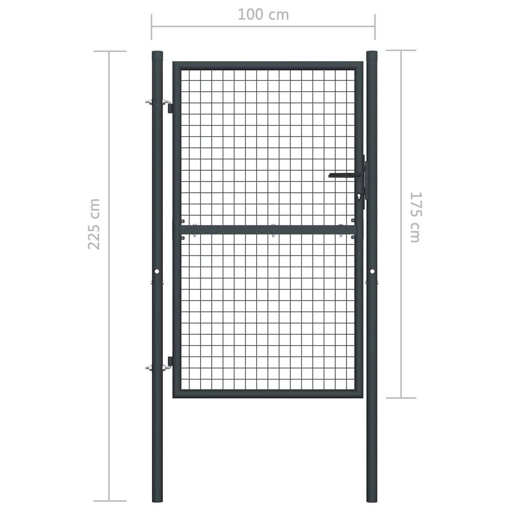 Mesh-Gartentor Verzinkter Stahl 100 x 225 cm Grau Metallzaun Robuste Stahlzaunpfosten-ReparaturpfäHle