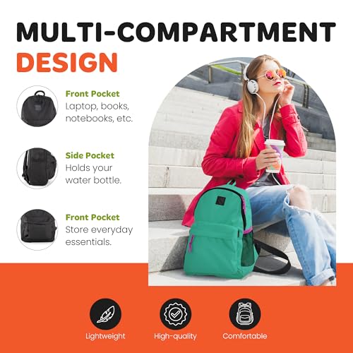 Mintra Office Backpack, Water-resistant Everyday Bag with Adjustable Straps, Unisex Backpack for Travel, College, Multi-Compartments with Secure Zippers, Orange, 10L Mini, 10" W x 9.84" H2