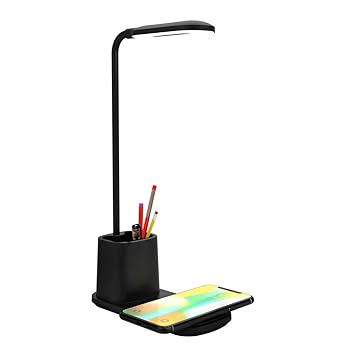 Portronics Brillo Ii Lamp with Wireless Charging, Pen Holder, Led Indicator(Black, Acrylonitrile Butadiene Styrene;Polycarbonate, Pack of 1) - Cellular Phones