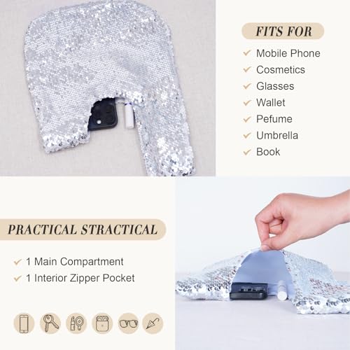 Image of Eternal Beauty Sequin Wristlet Bag, Reinforced Sparkly Evening Clutch for Wedding Guest, Cruise & Prom Mini Purse