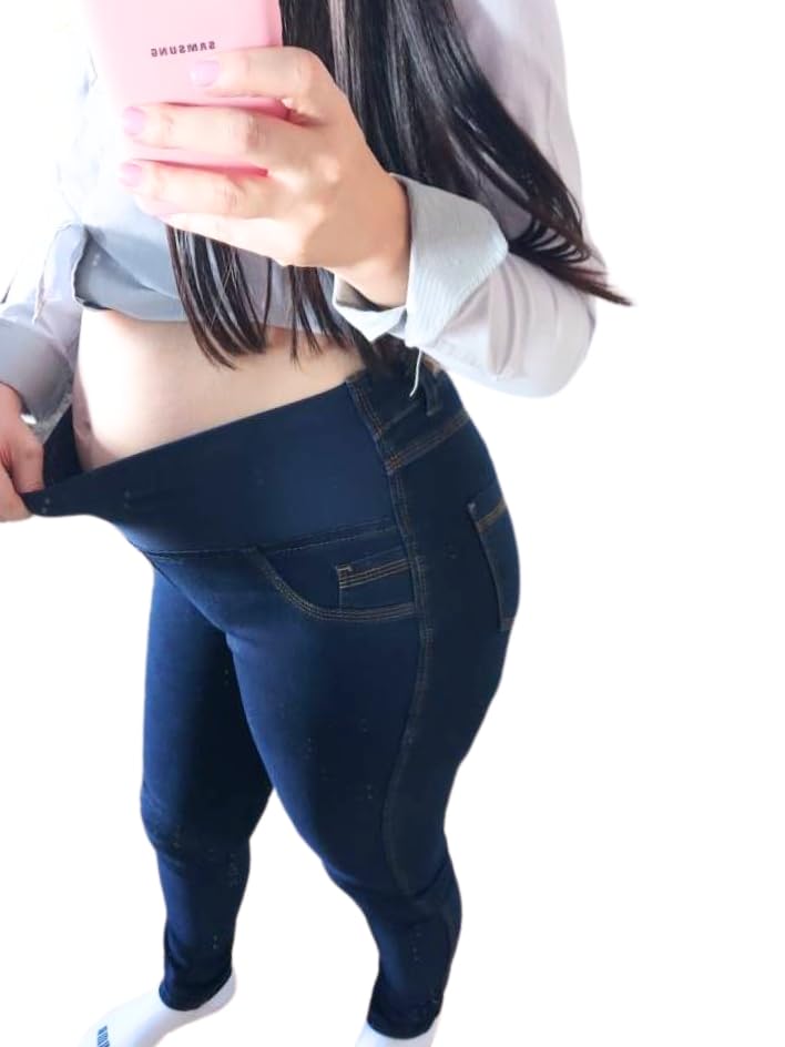 Calça Gestante Skinny Jeans com Elastano (BR, Alfa, G, Regular, Regular, Jeans Escuro)