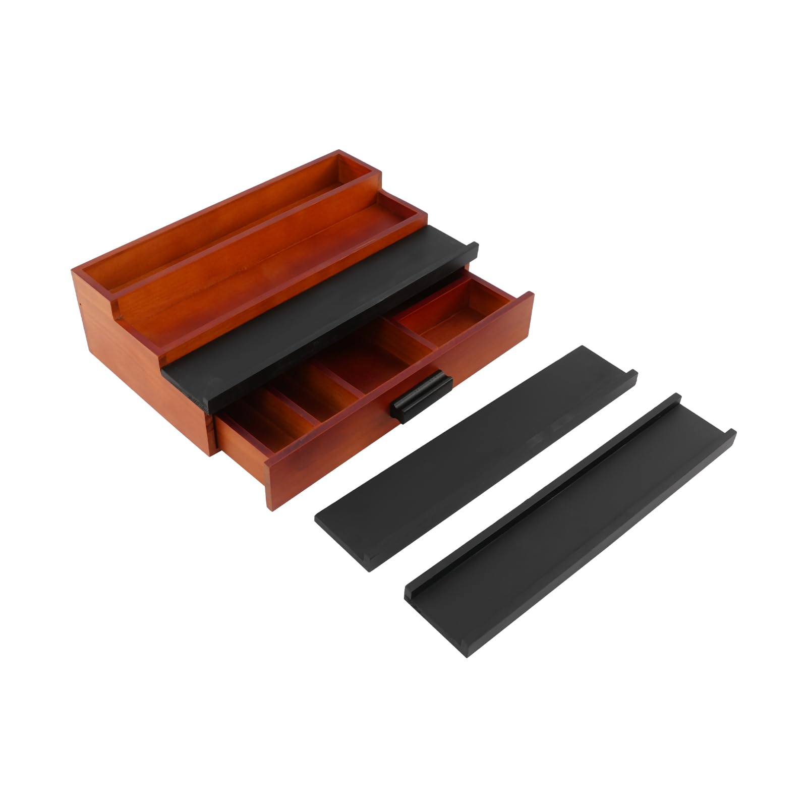 Organizador de perfume de madera de 3 niveles con cajón marrón