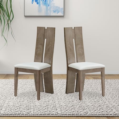 JURMALYN French Country Dining Chairs Set of 2 Wooden Dining Chairs, High Back Dining Chairs, Upholstered Dining Chairs Kitchen Chairs Armless Side Chairs with PU Leather Cushion Seat for Ding Room - Thumbnail 3