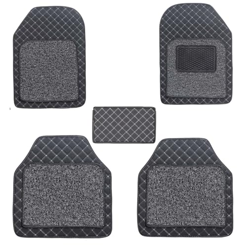 Image of FAM Enterprises Car Foot Mats Universal Non-Slip 7D Leather Car Floor Mats Compatible for Mahindra XEV 9S | Waterproof & Washable | Standard Size | Color - Black