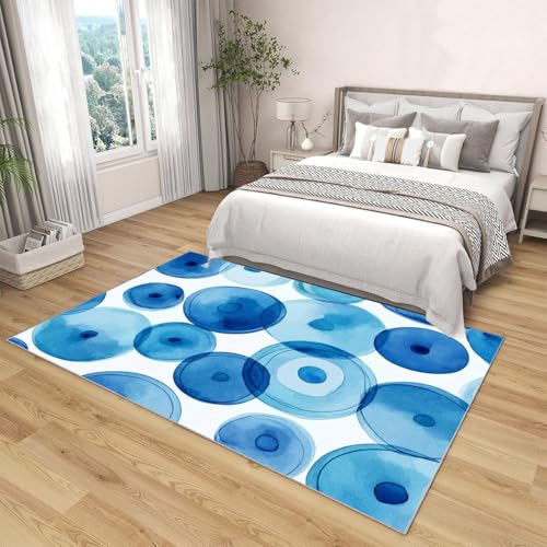 Tapis de salon géométrique bleu océan 240x300cm lignes graphiques - 4
