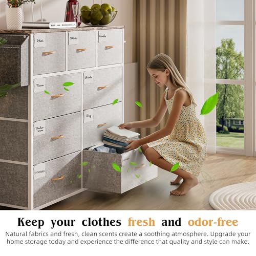 PURFINO Commode en Tissu, Meuble de Rangement avec 9 Grands Tiroirs – vue 8