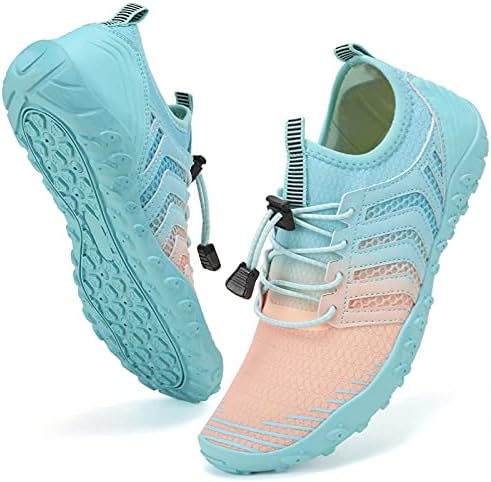WateLves Water Shoes Mens Womens Beach Swim Shoes Quick-Dry Aqua Socks Pool Shoes for Surf Yoga Water Aerobics (G-Pink/Blue, 39)
