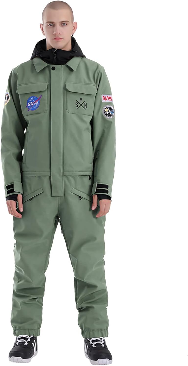 GSOU SNOW Ski Suits Women Men One Piece Snow Suits Waterproof Windproof Men Snowsuit Insulated Ski Jumpsuit for Snow Sports