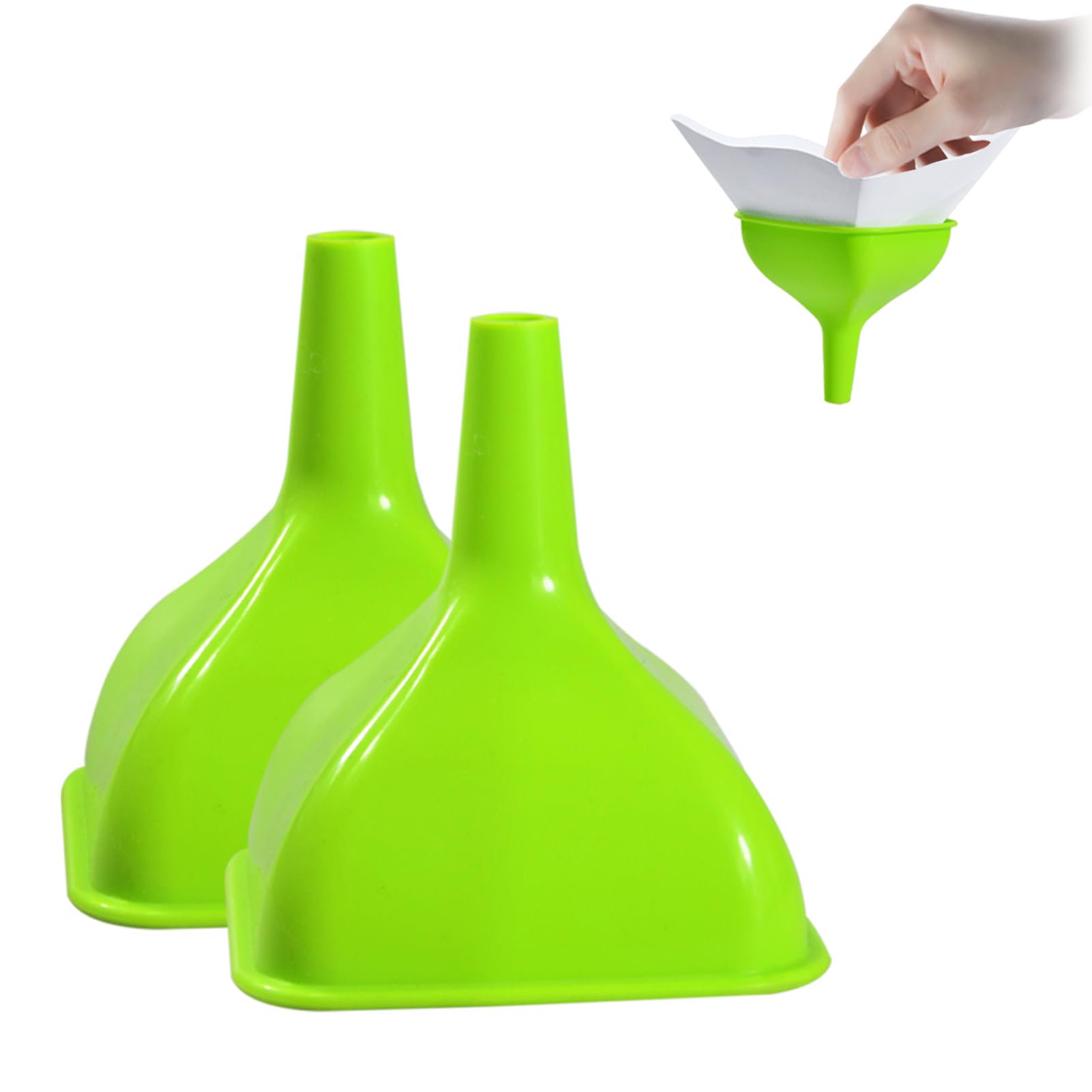 XIFOWE 2PCS Square Silicone Funnels, 3.94'' Large Opening Reusable Silicone Funnels Set, Space-Saving Flexible for Garage, Kitchen, Lab, Industrial